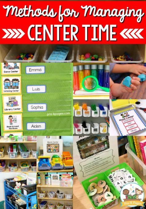 Managing Centers In Preschool, Prek Centers Management, How To Do Centers In Preschool, Prek Center Management, Preschool Centers Management, Preschool Center Management Ideas, Preschool Center Rotation Ideas, Center Time Management Preschool, Prek Center Rotation Chart