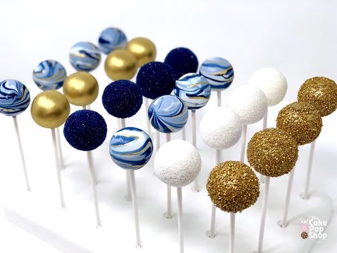 Marble pops to welcome a baby boy to the world. Marble Cake pop by The Cake Pop Shop Jax Cake Pops For Men, Blue And Gold Cake Pops, Nautical Baby Shower Food, Butterfly Treats, Wedding Cake Flavors Combinations, Eclipse Ideas, Sweet 15 Ideas, Blue Cake Pops, Space Cake