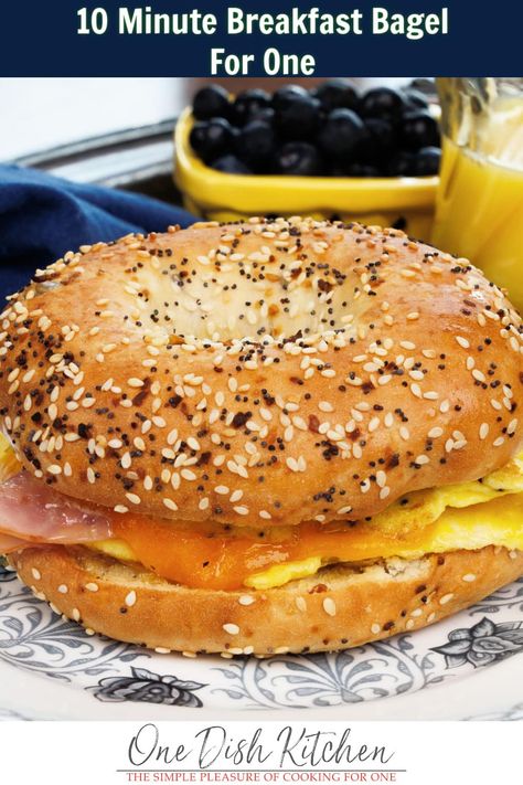 A breakfast bagel is a great way to start the day. It's the ultimate breakfast sandwich that can be ready in just 10 minutes! | One Dish Kitchen Healthy Breakfast Bagel, Breakfast Bagel Ideas, Breakfast Bagel Recipe, Bagel Ideas, 10 Minute Breakfast, One Dish Kitchen, Healthy Breakfast Sandwich, Bagel Breakfast Sandwich, Protein Rich Breakfast