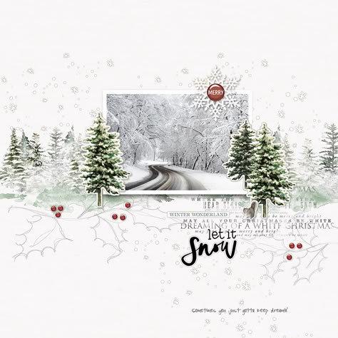 Winter Scrapbook Layouts, Project Life App, Winter Scrapbooking, Christmas Scrapbook Layouts, Digital Scrapbooking Ideas, I Love Snow, Vintage Photo Frames, Christmas Layouts, Scrapbooking Techniques