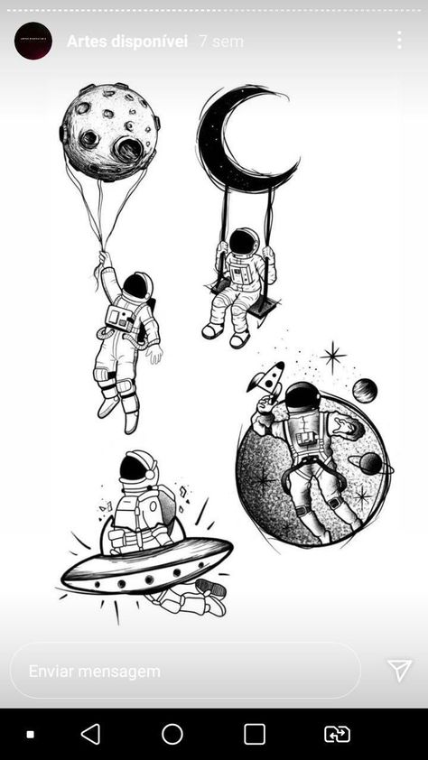 Swing Tattoo, Astronaut Drawing, Rocket Tattoo, Astronaut Tattoo, Balloon Tattoo, Simple Tattoos For Guys, Planet Drawing, Planet Tattoos, Galaxy Tattoo