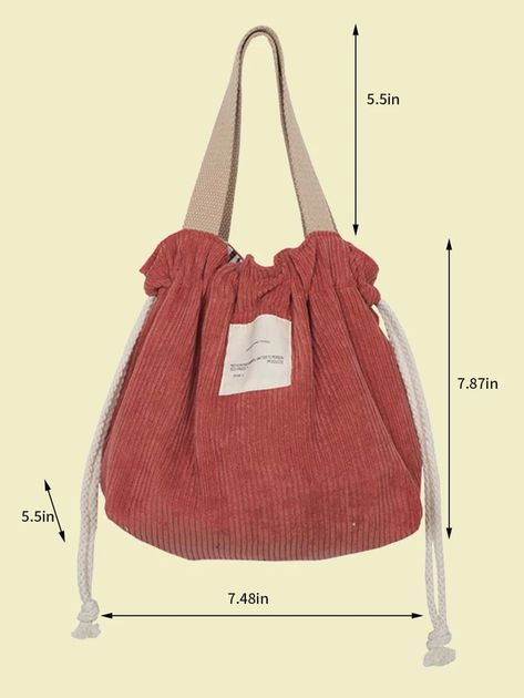 Drawstring Lunch Bag | SHEIN USA Drawstring Tote Bag, Drawstring Lunch Bag, Diy Bags Tutorial, Drawstring Bag Diy, Diy Bag Designs, Diy Bags Patterns, Fabric Tote Bags, Denim Tote Bags, Diy Handbag