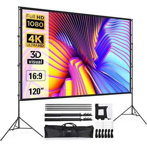 Artlii Portable Projector Screen 100 inch 16:9 Indoor Outdoor Home Cinema Movie Screen: Amazon.co.uk: Electronics & Photo Movie Projector Screen, Portable Projector Screen, Rear Projection, Cinema Movie, Projection Screens, Projector Accessories, Projection Screen, Home Theatre, Portable Projector