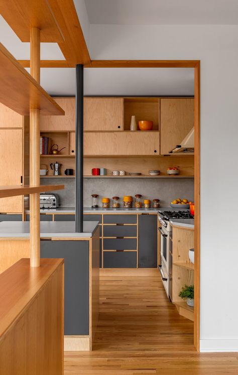 Dwell’s Favorite Photos from Before & After: Clever Changes Bring Out the Charm in a 1920s Seattle Bungalow - Dwell Valchromat Kitchen, Japan Living, 1920s Bungalow, Plywood Kitchen, 1920s House, Earthship, Wood Interiors, Kitchen Photos, House Kitchen