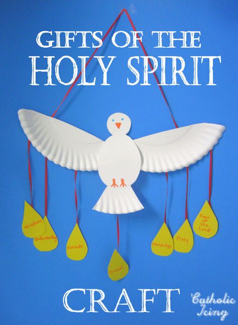 Make a paper plate dove as a Holy Spirit craft. Easy and cheap! For Pentecost, Baptism, Confirmation, or anytime! Paper Plate Dove, Holy Spirit Craft, Gifts Of The Holy Spirit, Sunday School Projects, Children's Church Crafts, Bible Story Crafts, Sunday School Kids, Catholic Crafts, Bible School Crafts