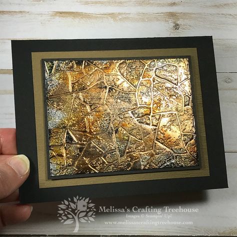 Tarnished Foil Technique with Stone Folder - Melissa's Crafting Treehouse Foil Embossed Cards, Stampin Up Foil Cards, Tarnished Foil Technique Tutorial, Handmade Masculine Birthday Cards, Guy Cards Handmade, Masculine Cards Handmade, Foiling Techniques, Foiled Cards, The Tarnished