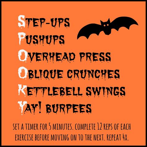 Halloween Workout Outfit, Spooky Workout, Bike Workouts, Halloween Workout, Crossfit Kids, Halloween Party Activities, Fall Fitness, Oblique Crunches, Spin Bike