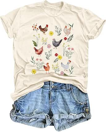 Chicken Shirt Women Wildflower Chicken Shirt Cute Chicken Mom T-Shirt Farm Country Casual Tee Tops Chicken Mom, Chicken Shirt, Cute Chicken, Country Casual, Chicken Shirts, Cute Chickens, Country Farm, Casual Tee, Shirt Women