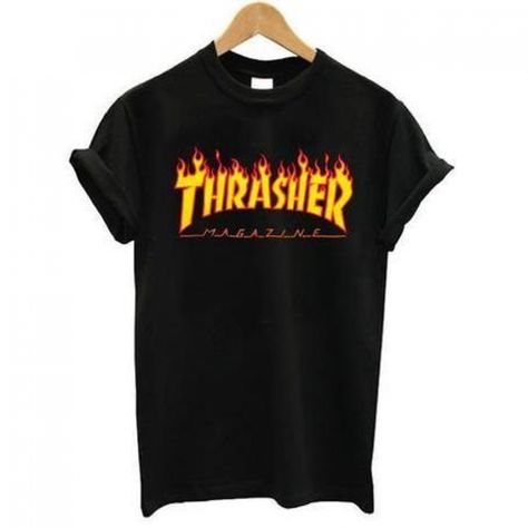 Thrasher Clothing, Thrasher Aesthetic, Thrasher Outfit, Thrasher Tshirt, Thrasher Shirt, Flame Logo, Thrasher Magazine, Skateboard Tshirt, Tshirt Outfits