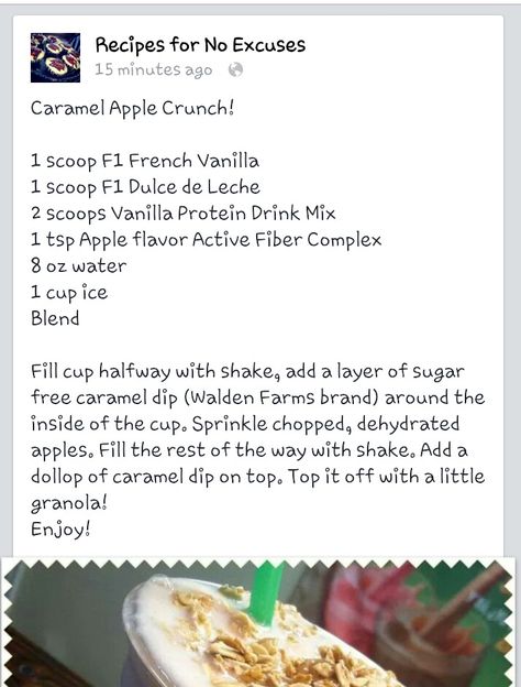 Caramel Apple Herbalife Shake Recipes, Loaded Shakes, Herbalife Flavors, Apple Crunch, Protein Drink Mix, Herbalife Shakes, Tea Recipes Diy, Herbalife Shake Recipes, Loaded Teas