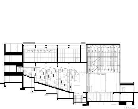 Gallery of Acoustics and Auditoriums: 30 Sections to Guide Your Design - 139 Theatre Plan, Theatre Section, Auditorium Plan, Theater Plan, Auditorium Architecture, Theatre Hall, Concert Hall Architecture, Auditorium Design, Theater Architecture