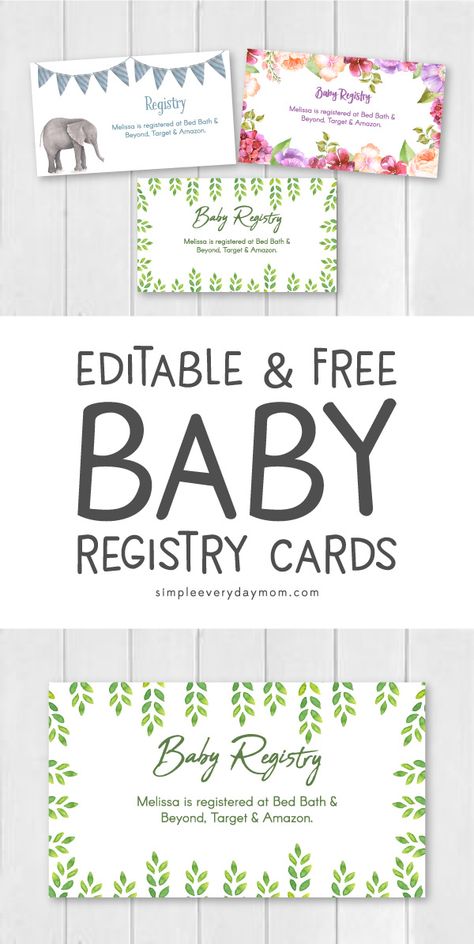 DIY Free Printable Baby Registry Announcement Cards | Preparing For Baby | Baby Shower Registry Cards #babyshower #babyregistry Baby Registry Cards, Wedding Registry Cards, Best Baby Registry, Free Baby Shower Invitations, Baby Shower Registry, Baby Registry Must Haves, Free Baby Shower, Baby Shower Templates, Card Templates Free