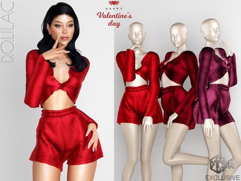 The Sims Resource - Valentine's Day Floral Jacquard Satin PyjamaSet Bottom DO0220 Sims 4 Get Together, The Sims 4 Custom Content, Sims 4 Stories, Sims 4 Family, Satin Pyjama, Dress With Gloves, Pelo Sims, Sims 4 Cc Makeup, Sims 4 Expansions