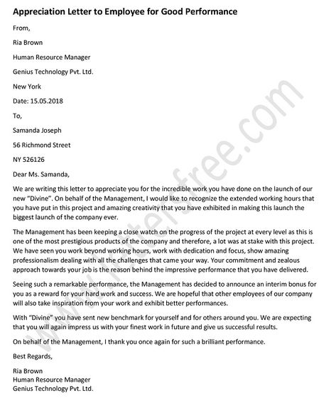 Appreciation Letter for Good Performance for Employee - Free Letters Appreciation Letter To Boss, Letter Of Appreciation, Teacher Appreciation Letter, Letter To Boss, Writing A Reference Letter, Personal Reference Letter, Professional Reference Letter, Appreciation Letter, Job Letter