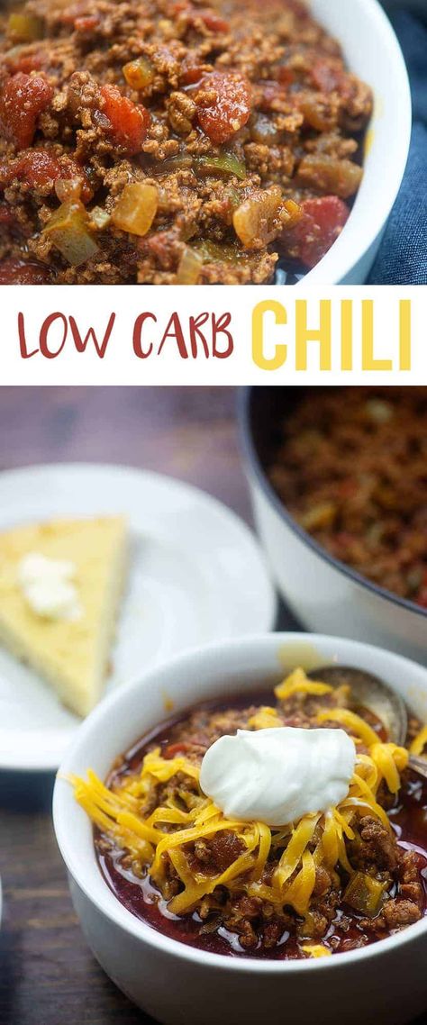 Keto chili! This low carb chili recipe is full of flavor, totally easy to make, and I swear you'd never guess it was low carb! #lowcarb #keto #chili #recipe Low Carb Cornbread, Traditional Chili Recipe, Low Carb Chili Recipe, Keto Chili, Low Carb Chili, Boiled Egg Diet Plan, Slider Buns, Low Carb Diets, Low Carb Dessert