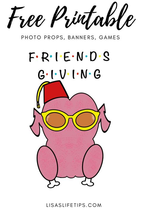 Friendsgiving Photo Backdrop Diy, Friends Friendsgiving Theme, Friendsgiving Photo Booth, Free Friends Printables, Friends Thanksgiving Wallpaper, Friendsgiving Printables Free, Friends Thanksgiving Party, Friendsgiving Clipart, Friendsgiving Crafts