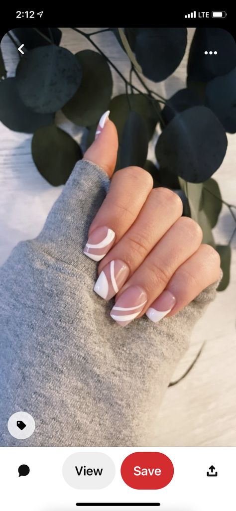 Coffin Shape Nails Summer, Clear Nails Coffin, White And Clear Nails, Line Design Nails, Nail Stilleto Ideas, Vsco Nails, Edgy Nails, Simple Acrylic Nails, Classic Nails