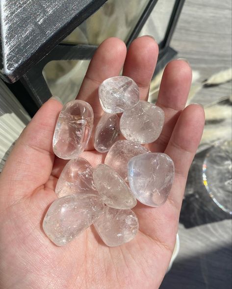 Clear quartz tumbles Clear Quartz Aesthetic, Quartz Aesthetic, Crystal Benefits, Tumble Stones, Small Crystals, May 2023, Tumbled Stones, Crystal Items, Tumbling