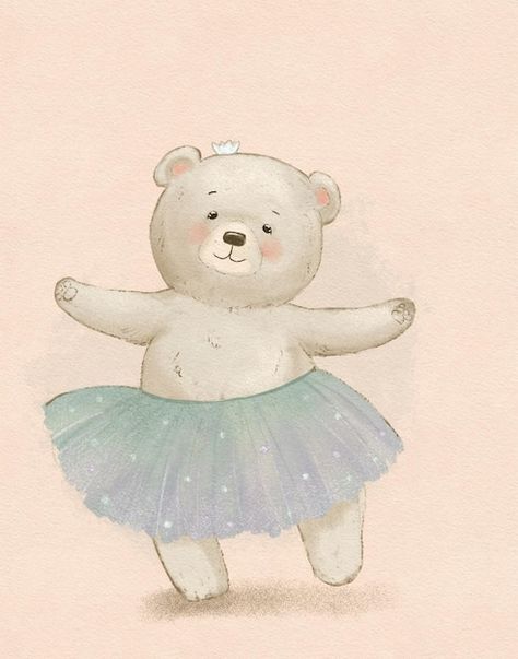 Drawing Of A Bear, Ballerina Illustration, Ballerina Bear, Ballet Drawings, Ballet Shows, Cartoon Drawing, Baby Art, Cute Animal Drawings, Animated Cartoons