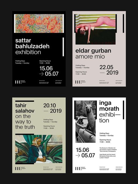 Museum of Modern Art Baku — Visual Identity on Behance Museum Poster Design Exhibitions, Museum Web Design, Folder Graphic Design, Brochure Typography, Modern Brand Identity, Museum Identity, Museum Branding, Museum Poster, Graph Design