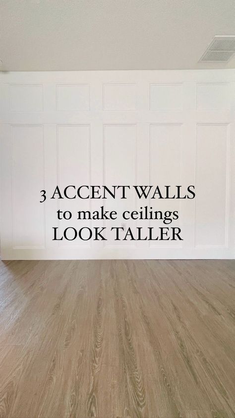 Do you have 8ft ceilings like I do? These three accent walls will instantly make your ceilings look taller! The wall trim on these three… | Instagram Wall Molding Drawing Room, Taller Ceiling Illusions, Types Of Wainscoting Wall Treatments, Short Ceilings Look Taller, Rectangle Trim Accent Wall, Wall Trim Low Ceiling, Accent Wall Low Ceiling, Accent Wall To Make Room Look Taller, How To Make 8ft Ceilings Look Taller