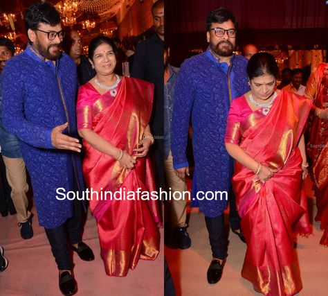 Chiranjeevi Wife Jewellery, Surekha Konidela Sarees, Surekha Konidela Jewellery, Shriya Bhupal, Churidar Neck, Indian Diamond Jewellery, Churidar Neck Designs, Elegant Wear, Half Saree Lehenga