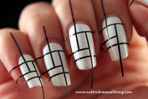 Tape Nails, Striped Nail Designs, Nail Striping Tape, Anchor Nails, Tape Nail Art, Wedding Manicure, Nail Tape, Black Nail Art, Stylish Nails Designs