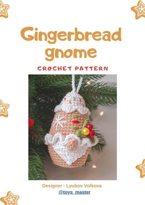 Gingerbread gnome CROCHET PATTERN Gingerbread Gnome, Gnome Crochet Pattern, Gnome Crochet, Crochet Gnome, Crochet Christmas, Crochet Pattern, Gingerbread, Amigurumi, Crochet