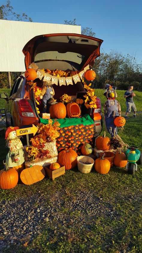 Trunk or Treat Pumpkin Patch Trunk Or Treat Harvest Theme, Trunk Or Treat Ideas For Cars Fall Theme, Pumpkin Patch Trick Or Trunk, Trunk Or Treat Ideas For Cars Pumpkin, Fall Harvest Trunk Or Treat Ideas, Pumpkin Themed Trunk Or Treat, Apple Orchard Trunk Or Treat, Pumpkin Patch Themed Trunk Or Treat, Scare Crow Trunk Or Treat