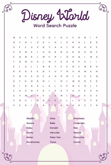 Printable Disney Word Search Games Word Search Disney, Disney Mad Libs, Disney Word Search Free Printable, Disney Themed Games For Kids, Disney Word Search Printables, Word Search Aesthetic, Disney Worksheets, Disney Activities For Kids, Disney Games For Kids