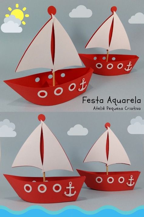 Preschool Transportation Crafts, Submarine Craft, Pirate Themed Birthday Party, Pirate Themed Birthday, Summertime Crafts, Nautical Party Decorations, Transportation Crafts, Boat Crafts, Baby Shower Stickers