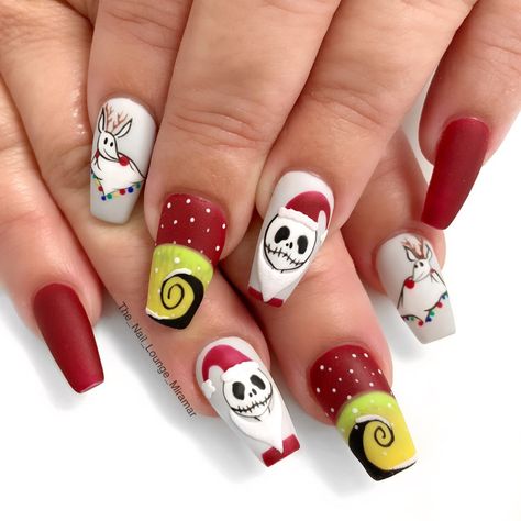 Nightmare before Christmas nail art design Nightmare Before Christmas Nails For Christmas, Christmas Nails Nightmare Before, Nail Art Nightmare Before Christmas, Cute Nightmare Before Christmas Nails, Nightmare Before Christmas Nails￼, The Nightmare Before Christmas Nails Art, Nightmare Before Xmas Nails, Easy Nightmare Before Christmas Nails, Jack Skellington Nails Christmas