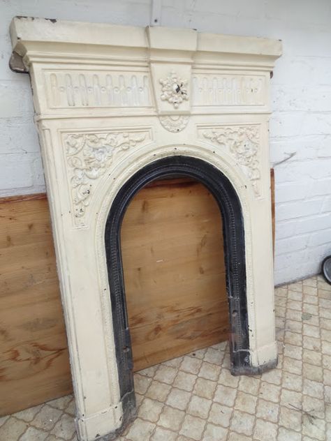 Victorian Fireplace in Layers of Paint Painted Victorian Fireplace, Diy Victorian Fireplace, Victorian Bedroom Fireplace, Fireplace Restoration, Victorian Fireplaces, Dollhouse Fireplace, Wooden Fireplace, Vintage Fireplace, Paint Fireplace