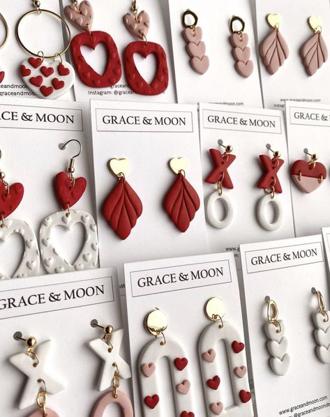 Valentine's Polymer Clay Earrings, Polymer Clay Jewelry Valentines, Valentine's Day Polymer Clay Ideas, Valentines Resin Earrings, Valentine Earrings Clay, Polymer Clay Organization, Valentines Day Polymer Clay Earrings, Polymer Clay Earrings Valentines, Valentine’s Day Earrings