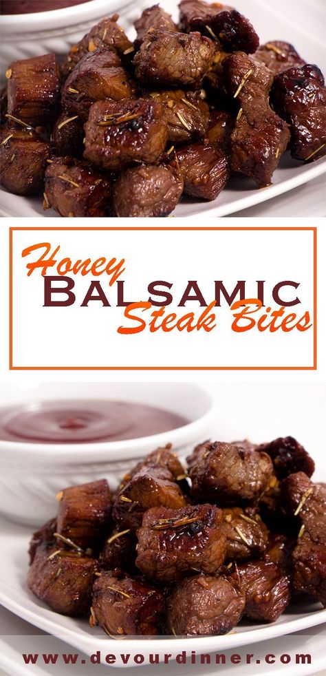 Honey Balsamic Steak Bites #recipe Balsamic Steak, Steak Bites Recipe, Honey Balsamic, Steak Bites, Main Course Recipes, Beef Dinner, Beef Dishes, Steak Recipes, Main Meals