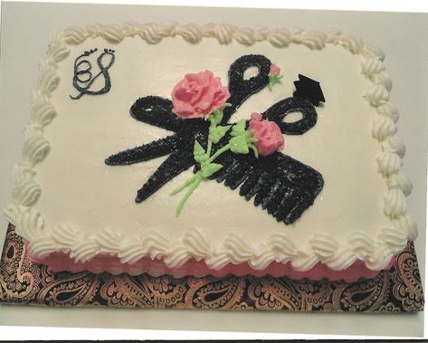 Graduation from Cosmetology School - created by Becky Baxa Cosmetology Graduation Cake Ideas, Cosmetology Party Ideas, Cosmetology Graduation Party, Cosmetology Cake, Cosmetology Quotes, Beauty School Graduation, Cosmetology Graduation, Decorated Brownies, Esthetician School