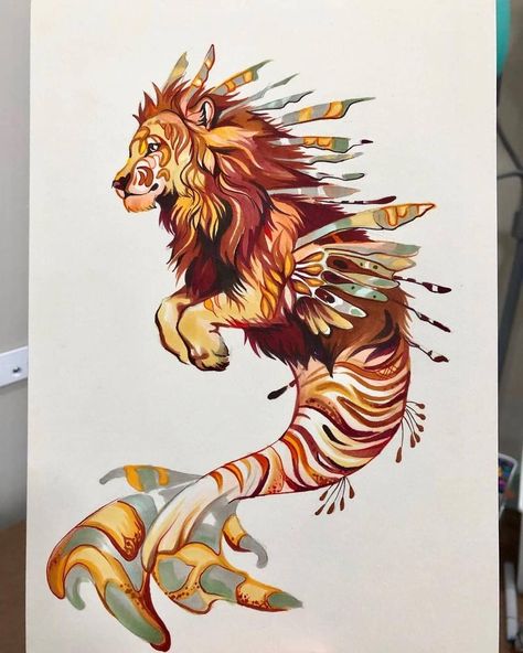 Cool Animal Drawings, Katy Lipscomb, Animal Hybrids, Beast Creature, Big Cats Art, Architecture Tattoo, Mermaids And Mermen, Comic Drawing, Alien Creatures