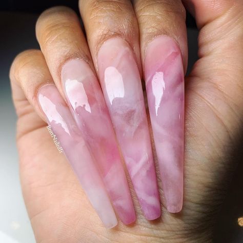 Rose Quartz Nails, Quartz Nails, Glitter Nails Acrylic, Quartz Nail, Glam Nails, Pretty Hands, Nails Long, Coffin Nails Designs, Pretty Acrylic Nails