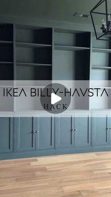 Billy Bookcase Hack Half Wall, Havsta And Billy Hack, Havsta Ikea Tv, Ikea Hack Fireplace, Billy Bookshelf Hack, Ikea Billy Bookcase Ideas, Vitrine Ikea, Ikea Havsta, Billy Hack