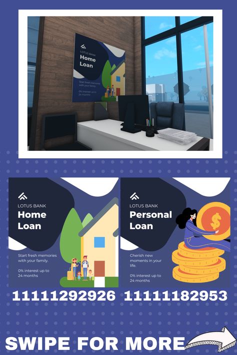 Perfect addition to your town/city!<3 Enjoy these bank decals for your bloxburg bank! I really suggest creating an office so that way your town/city rpers can have a new job rp! #roblox #bloxburg #bloxburgdecals #decals #robloxdecals #bloxburgbank #robloxbank Bloxburg Advertising Decals, Bloxburg Bank Build, Advertisement Decals Bloxburg, Bloxburg Parking Lot Decals, Bloxburg Bank Ideas, Town Signs Bloxburg, Bloxburg Prison Decals, Bloxburg Wall Art Decal Codes, Bloxburg Police Station Decal Codes