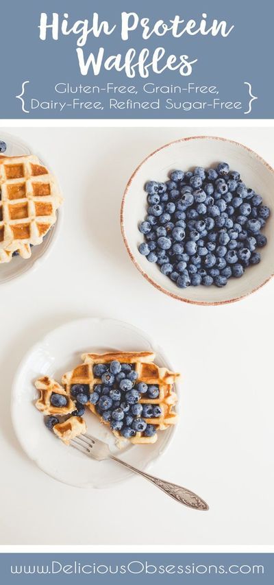 Super fluffy, high protein gluten-free waffles are on the menu today. If you’re looking for a way to get a protein-packed breakfast (or snack) into you or your kids, look no further than these high protein gluten-free waffles. Top them with your favorite toppings for a delicious meal or snack that will keep you satisfied for hours. // deliciousobsessions.com #highproteinwaffles #glutenfreewaffles #grainfreewaffles #homemadewafflerecipe #waffleironrecipe #proteinwaffles Dairy Free Waffles, Dairy Free Protein, Waffle Iron Recipes, Packed Breakfast, Gluten Free Waffles, Protein Waffles, Allergy Free Recipes, Easy Brunch, Protein Breakfast