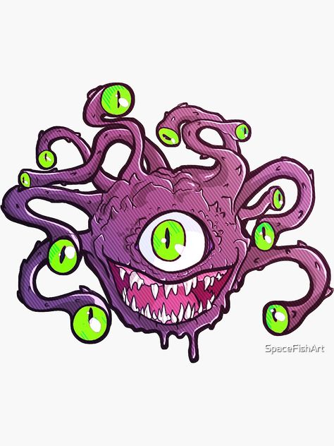 Dnd Monster Tattoo, Dnd Beholder Concept Art, Beholder Tattoo, Beholder Dnd, Dungeons And Dragons Beholder, D&d Beholder Art, Dm Notes, Animated Art, Patterns Embroidery