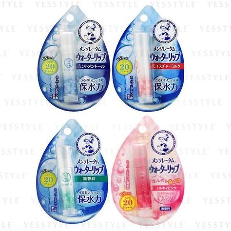 Rohto Mentholatum - Water Lip Balm SPF 20 PA++ 4.5g - 4 Types Japanese Lip Balm, Rohto Eye Drops, Rohto Mentholatum, Hyaluronic Acid Lips, Medicated Lip Balm, Acne Patches, Rice Pack, Skincare Acne, Pimples Overnight