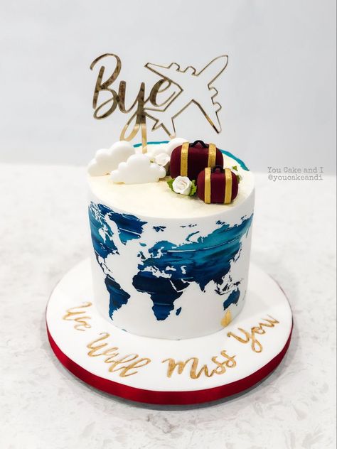 1st Communion Cakes Bon Voyage Cake Ideas, Travel Cake Ideas For Men, Happy Journey Cake Ideas, Travel Cake Ideas Birthdays, Farewell Cake Designs, Farewell Cake Ideas, 1st Communion Cakes, Sugar Free Pastries, Bon Voyage Cake