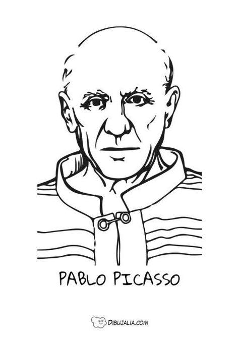 Retrato de Pablo Picasso para colorear. Pablo Picasso Drawings, Picasso Drawing, Pablo Picasso, Male Sketch, Drawings, Quick Saves, Color, Art