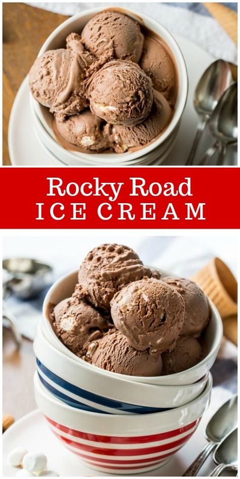 Rocky Road Ice Cream, Rocky Road Recipe, Cuisinart Ice Cream, Baking Secrets, Apple Crisp Recipe, Food Bars, Ice Cream Maker Recipes, Chocolate Custard, Homemade Ice Cream Recipes