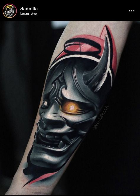 Hanya Mask Reference, Hanya Mask Tattoo Design, Hanya Mask Tattoo, Small Japanese Tattoo, Japanese Mask Tattoo, Oni Mask Tattoo, Dragon Tattoo Sketch, Tattoo Realism, Cyberpunk Tattoo