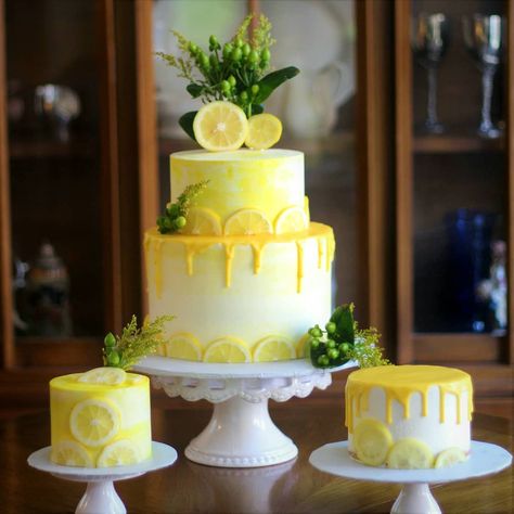 Lemon Birthday Cake, Lemon Birthday Cakes, Lemon Themed Party, Lemon Birthday, Watercolor Cake, Happy 1st Birthday, Happy 1st Birthdays, Cool Themes, Couple Shower