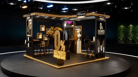 TRESemme Booth :: Behance Creative Exhibition, Exhibition Booth, Booth Design, Black And Gold, Branding, Illustrations, Gold, Black, Design