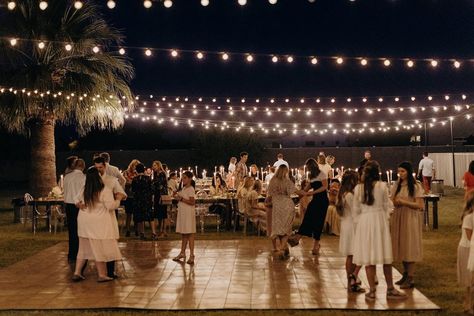 The Event Co’s Instagram photo: “Oh the good old days 😏🤩 #TheEventCo {rentals pictured: wood dance floor, bistro light setup, farm table, ghost chairs}” Lights Over Dance Floor Wedding, Wood Dance Floor, Light Setup, Dance Floor Wedding, Ghost Chairs, Bistro Lights, Good Old Days, Old Days, Farm Table